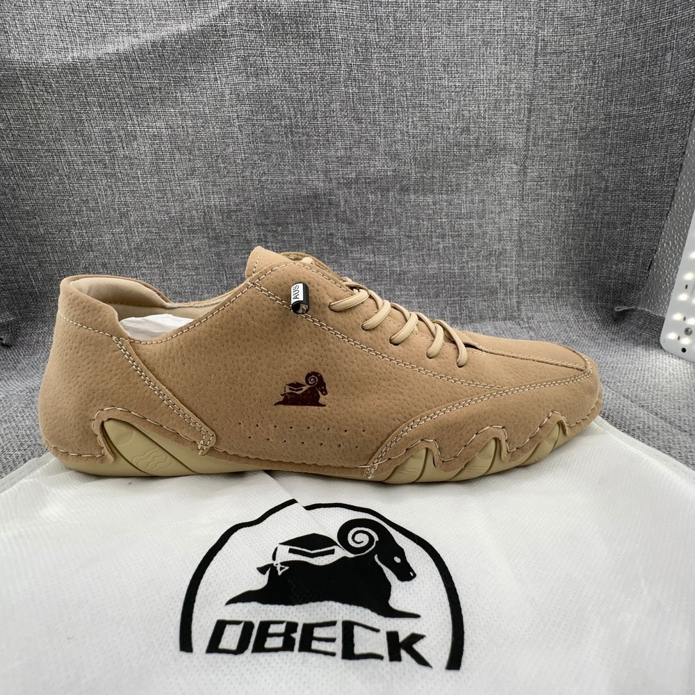 Dbeck Shoes Men 10.5 Khaki‎ Leather Slip On Breathable Lightweight Sneaker NEW